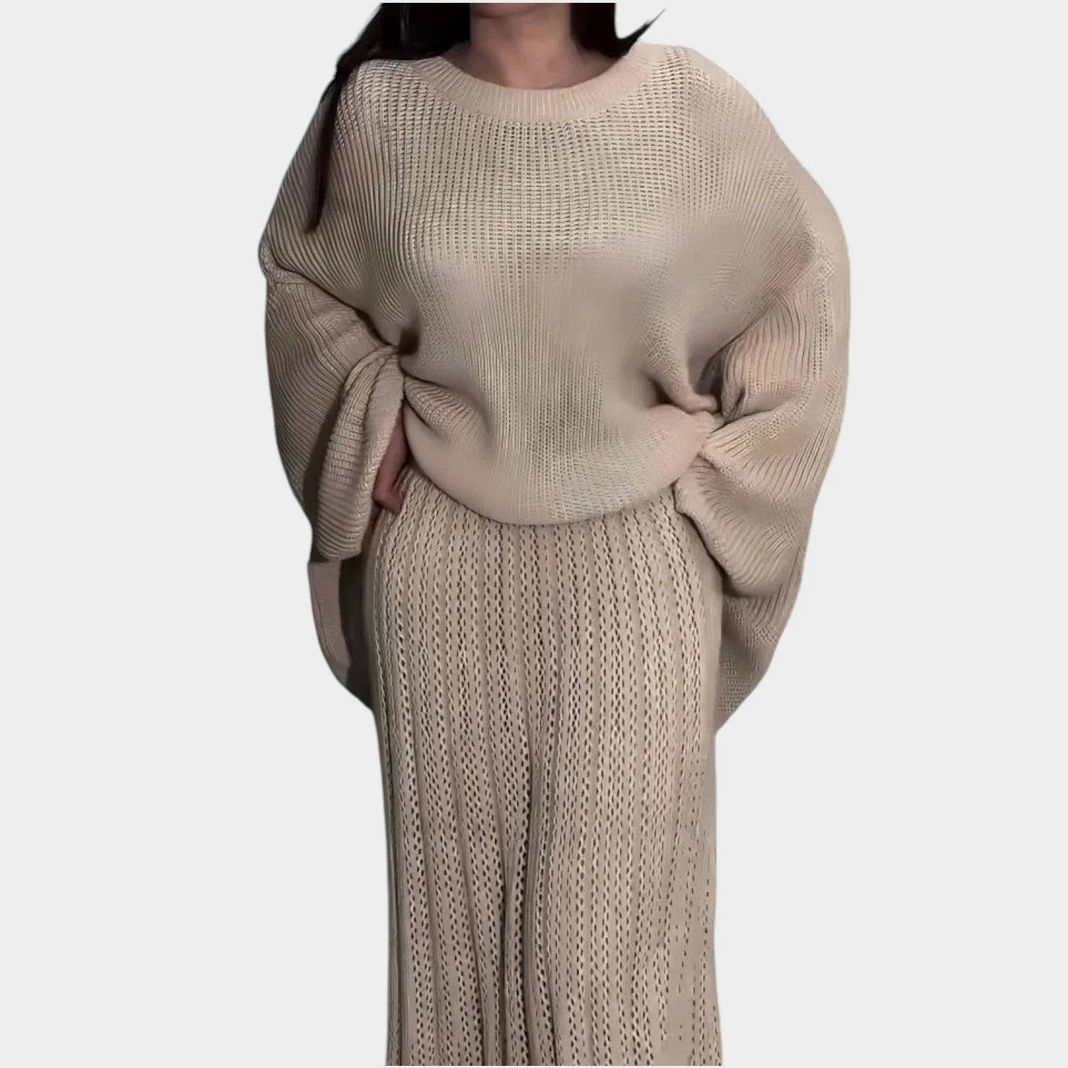 Conjunto de Jersey de Lujo y Falda Midi