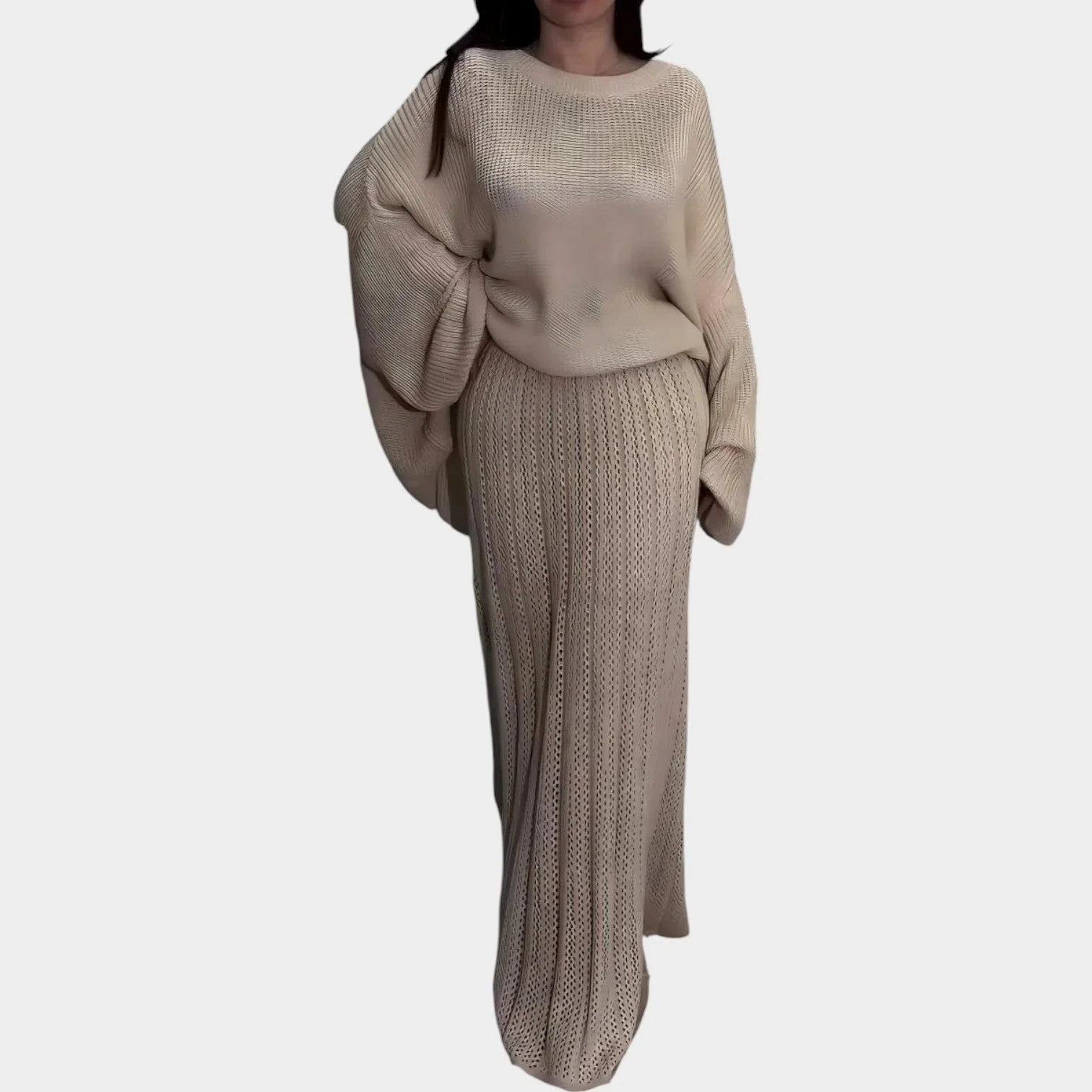 Conjunto de Jersey de Lujo y Falda Midi